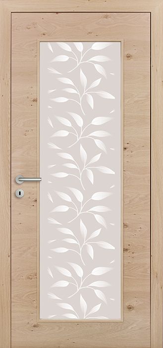 <b>BASIC DQ LA1</b><br> Eiche astig, Roheffekt-Lackierung<br>Glas ESG Flora 2